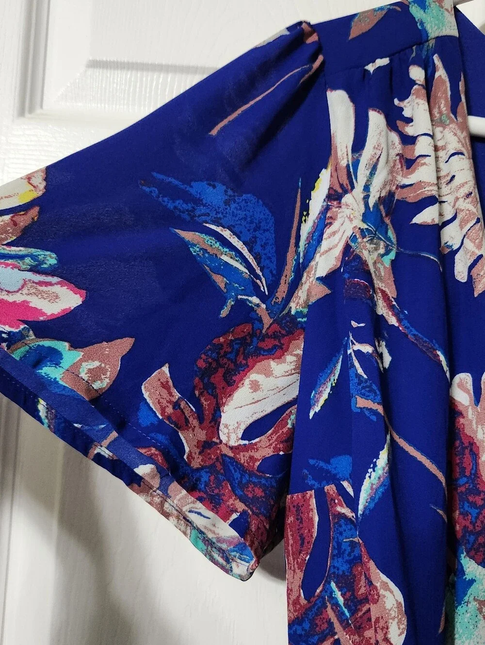 Rabbit Rabbit Rabbit Cobalt Blue Floral Wrap High-Low Dress - Picture 5 of 9